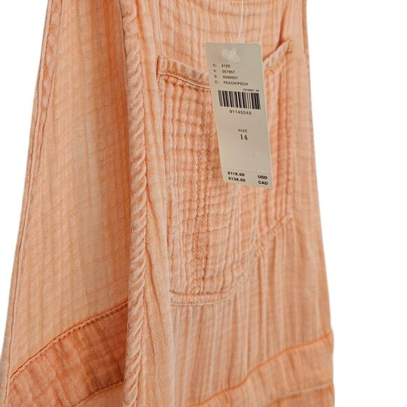 Anthropologie Pilcro Gauze Micro Overalls, Orange, Romper, Jumpsuit, Size 14 - Picture 12 of 14